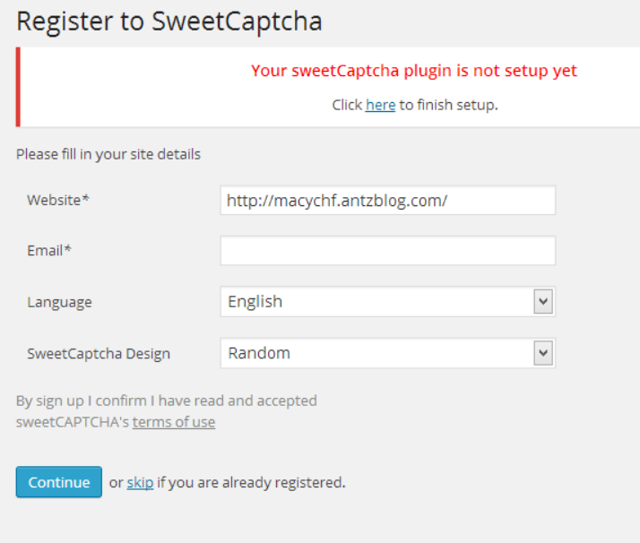 sweet captcha - registration